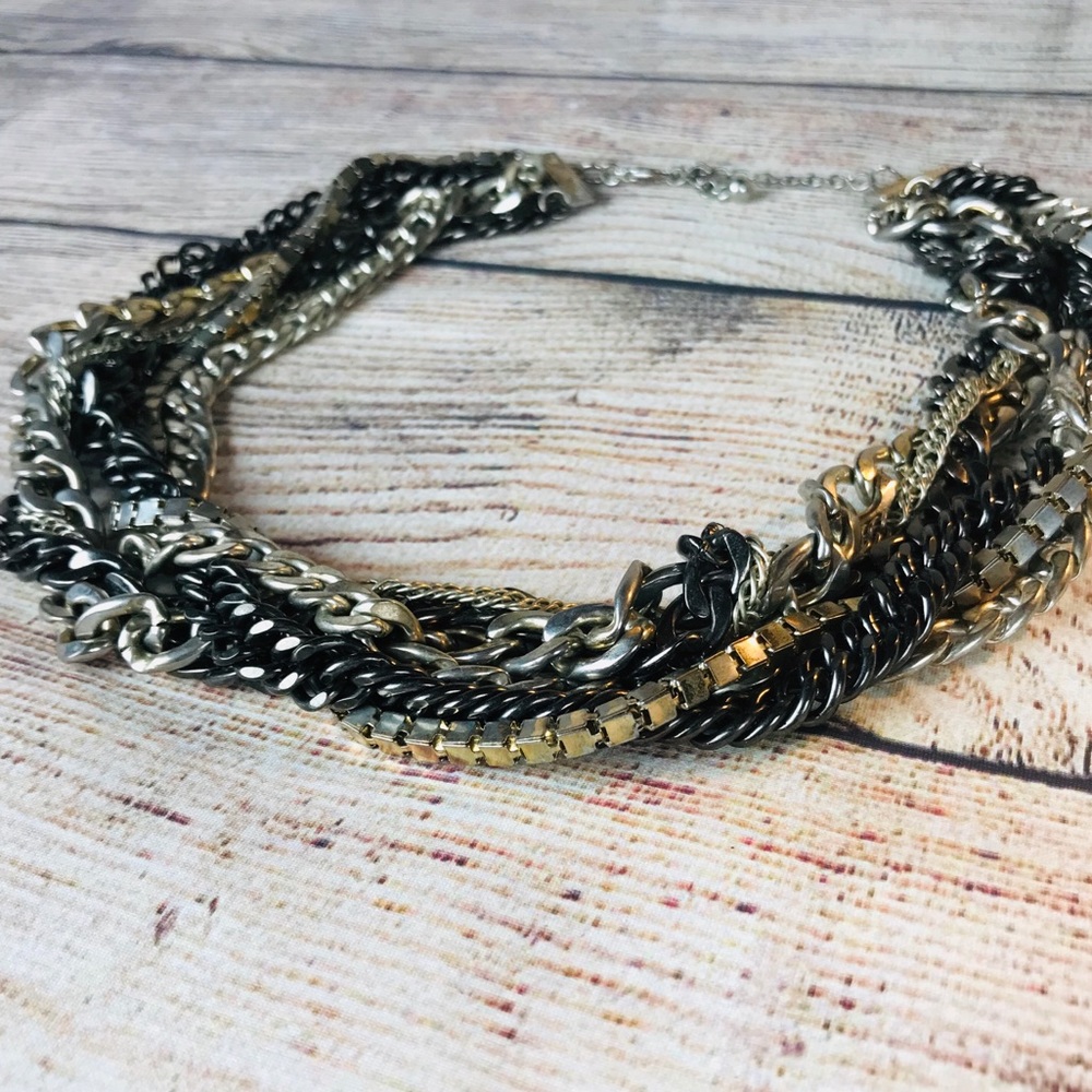 bebe Chain Link Mixed Metal Night Out Necklace